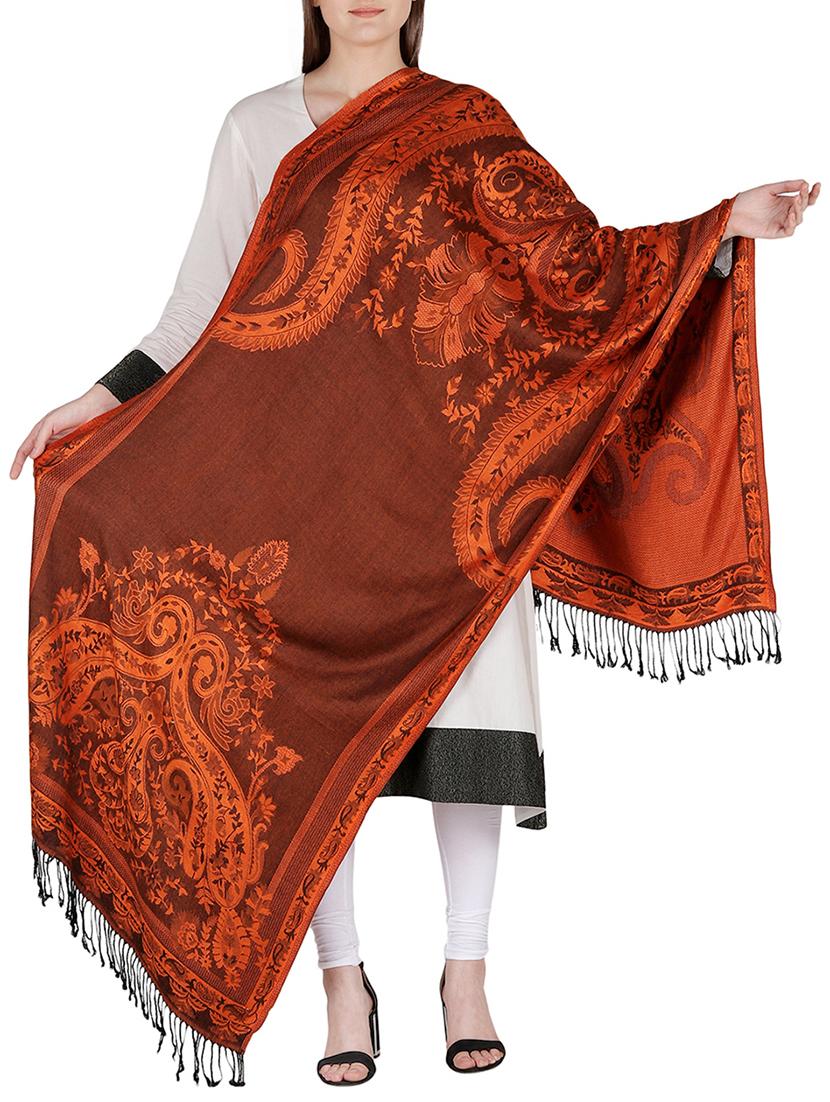 orange jacquard shawl - 15439324 - Zoom Image - 0
