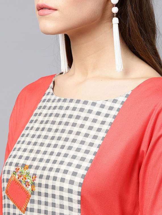a-line patch work kurta - 15440538 -  Standard Image - 3