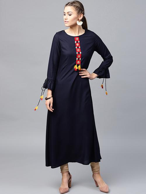 embellished a-line kurta - 15440542 -  Standard Image - 0