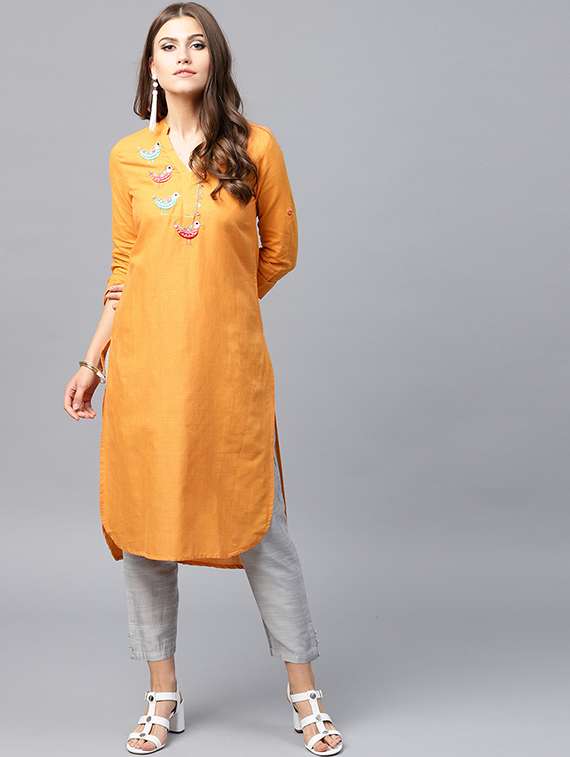 embroidered patch work kurta - 15440552 -  Zoom Image - 0