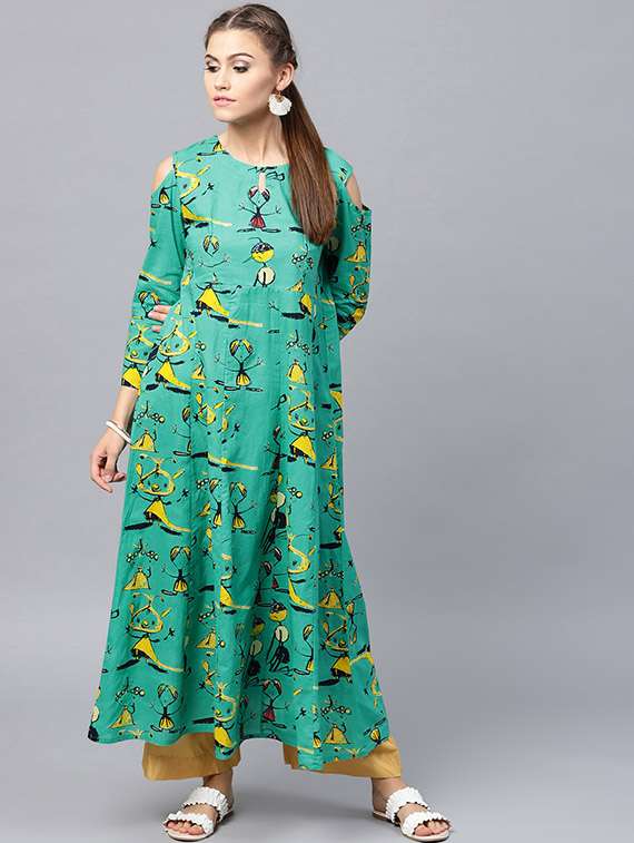 conversational cold shoulder ethnic dress - 15440558 -  Zoom Image - 0