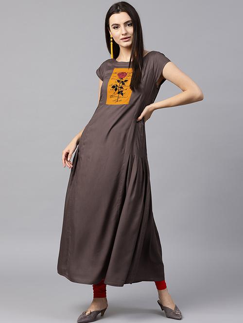 embroidered flared ethnic dress - 15440569 - Standard Image - 0