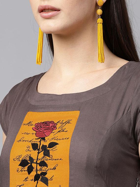 embroidered flared ethnic dress - 15440569 - Standard Image - 3
