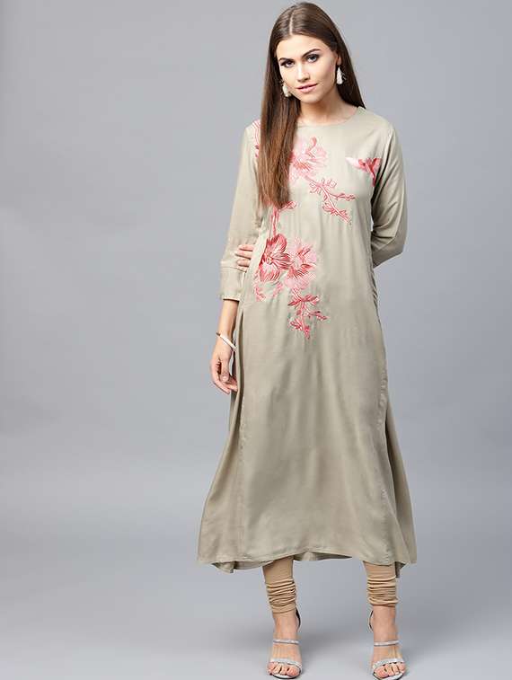 a-line embroidered kurta - 15440570 -  Zoom Image - 0