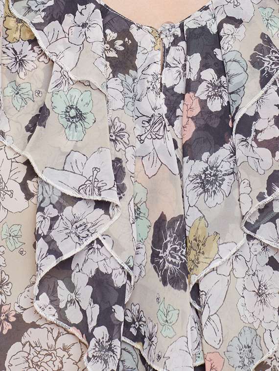 floral sheer ruffled top - 15441993 -  Standard Image - 3