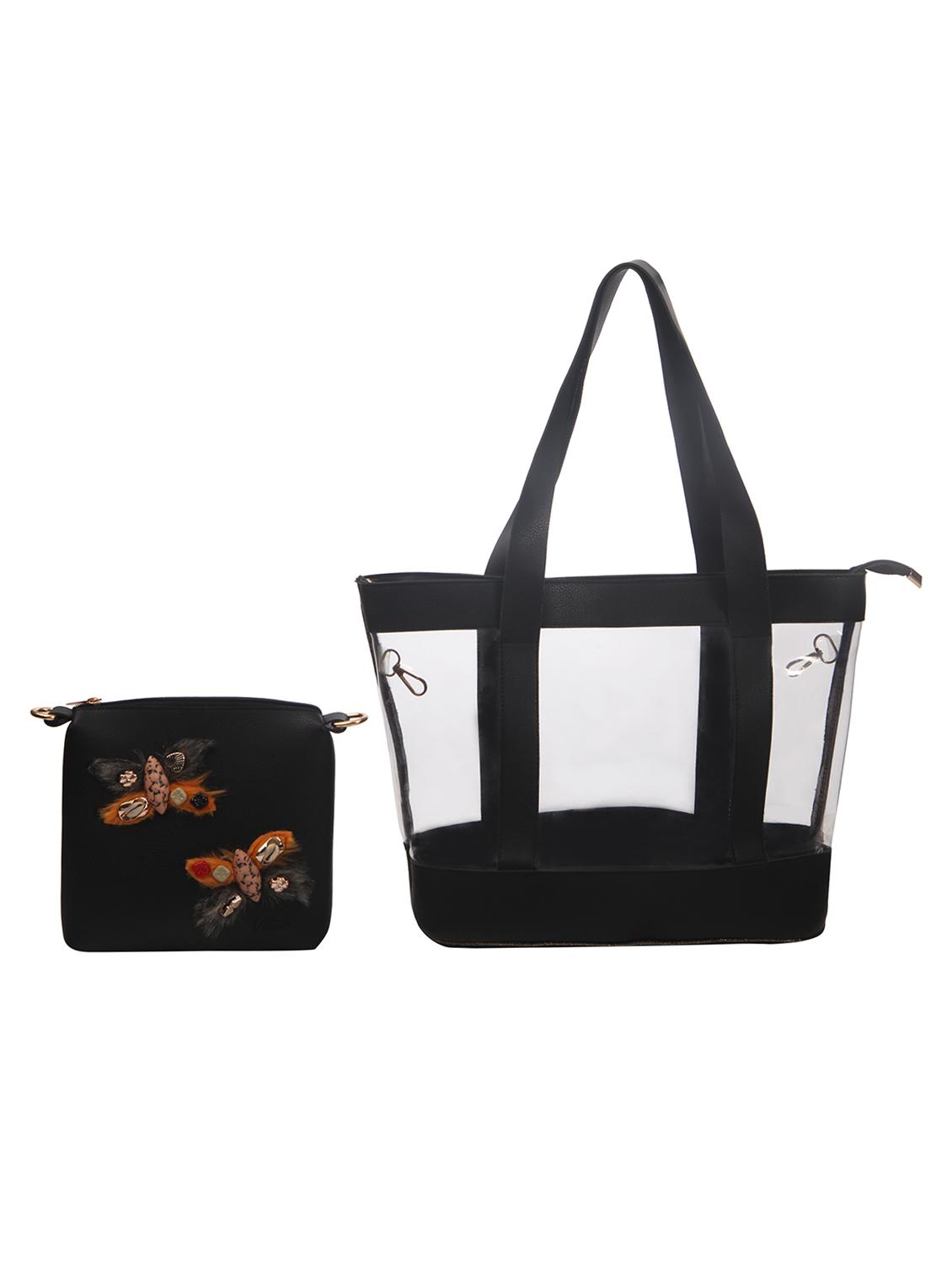 black leatherette (pu) combo tote - 15443662 - Zoom Image - 0