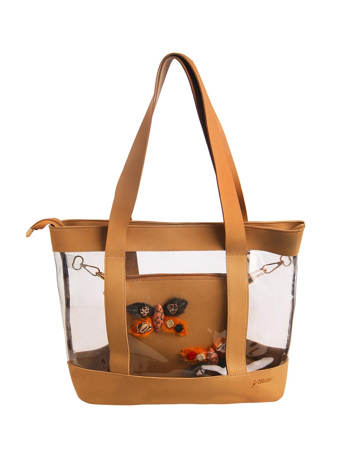 tan leatherette (pu) combo tote - 15443664 - Standard Image - 5
