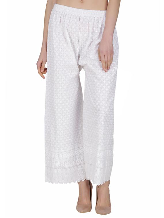chikankari straight palazzo - 15444954 -  Zoom Image - 0