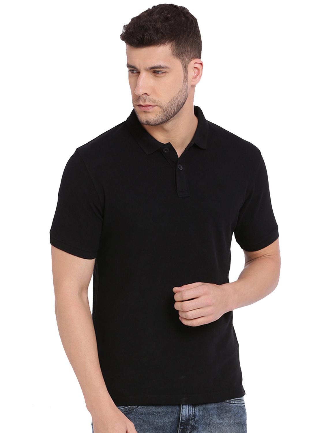 black solid polo t-shirt - 15445587 -  Zoom Image - 0
