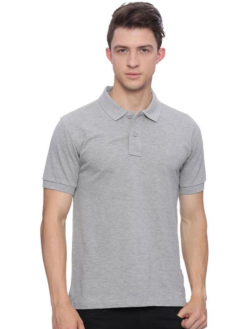 grey solid polo t-shirt - 15445597 -  Standard Image - 0