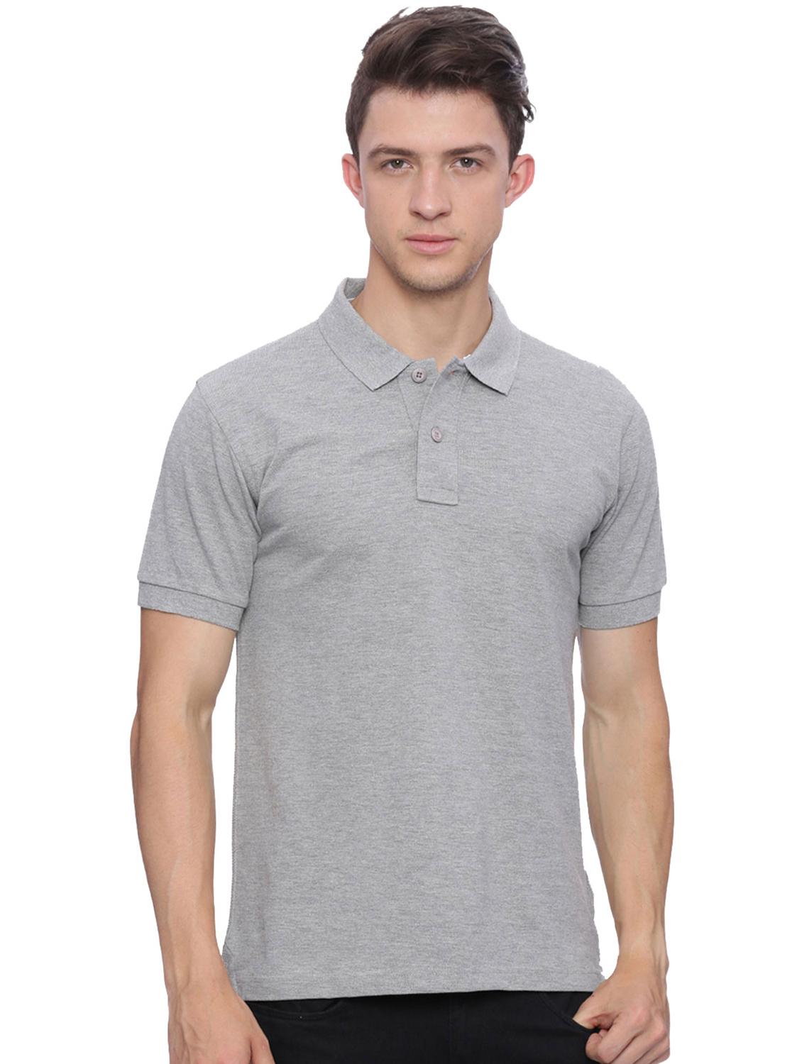grey solid polo t-shirt - 15445597 -  Zoom Image - 0