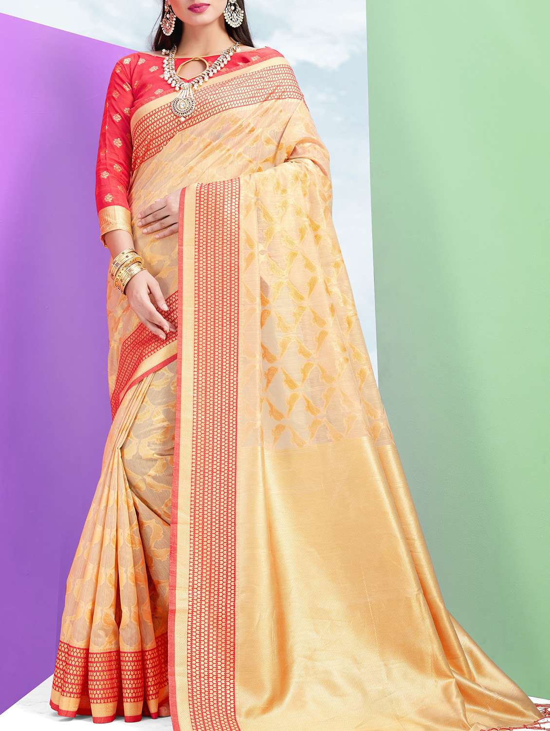golden zari patola saree with blouse