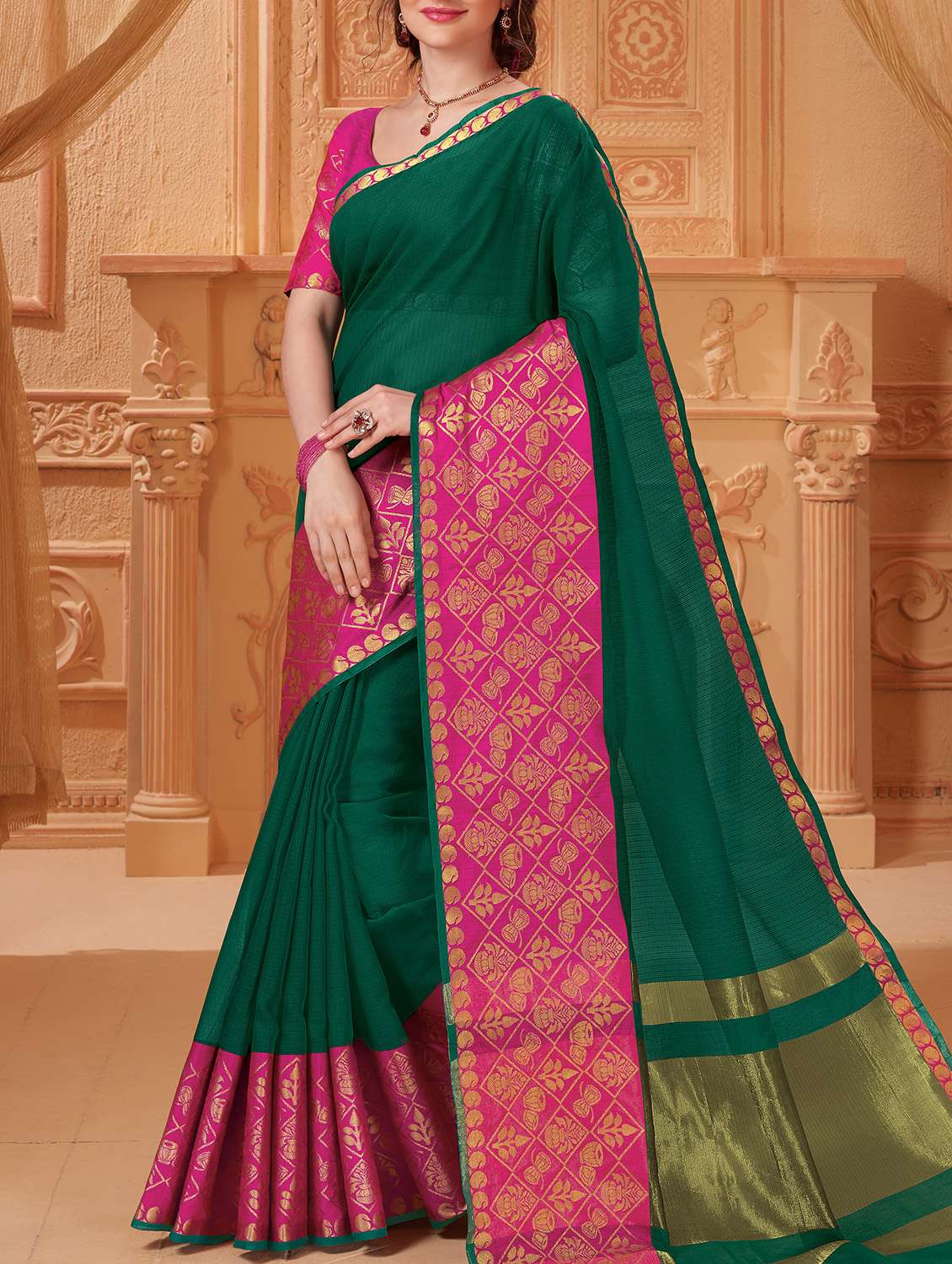 zari bordered kota silk saree with blouse