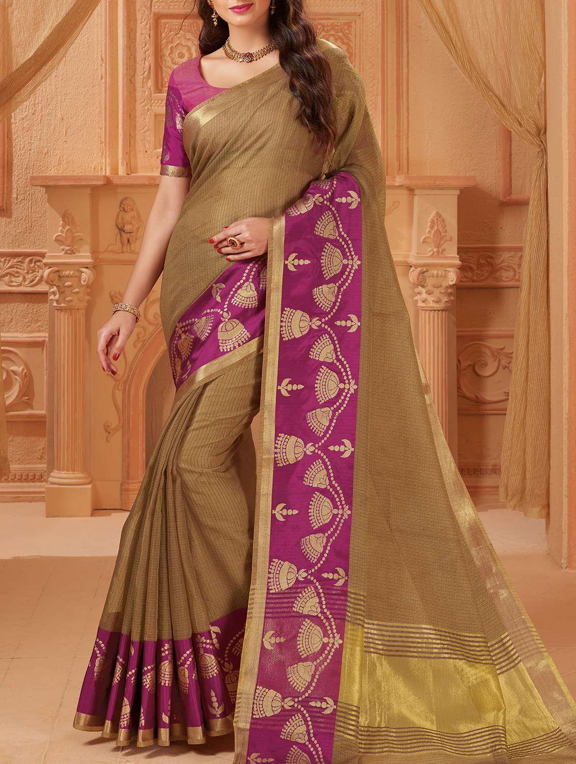zari bordered kota silk saree with blouse