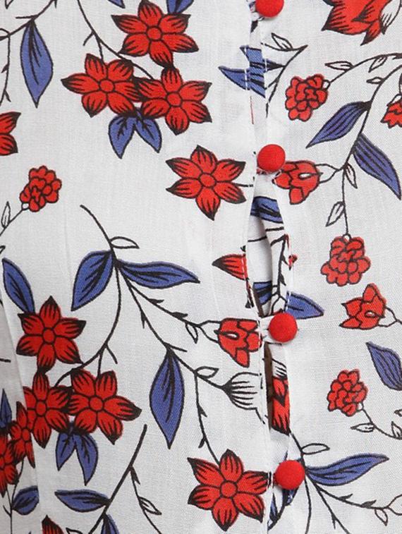 button detail pleated floral tunic - 15451793 - Standard Image - 3