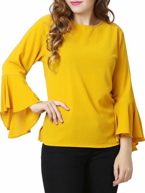 bell sleeved keyhole back top - 15452462 -  Standard Image - 0