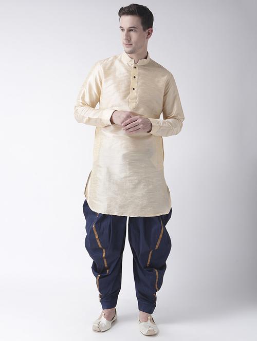 cream silk blend dhoti kurta set - 15453018 -  Standard Image - 0