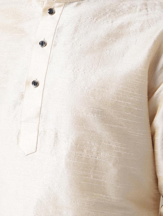 cream silk blend dhoti kurta set - 15453018 - Standard Image - 3