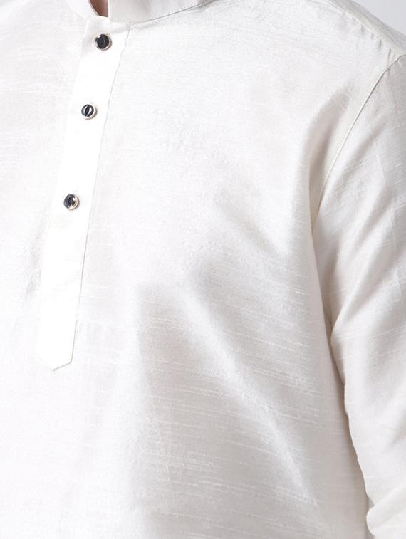 white silk blend dhoti kurta set - 15453023 - Standard Image - 3
