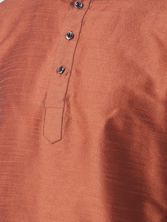 brown silk blend dhoti kurta set - 15453030 - Standard Image - 3