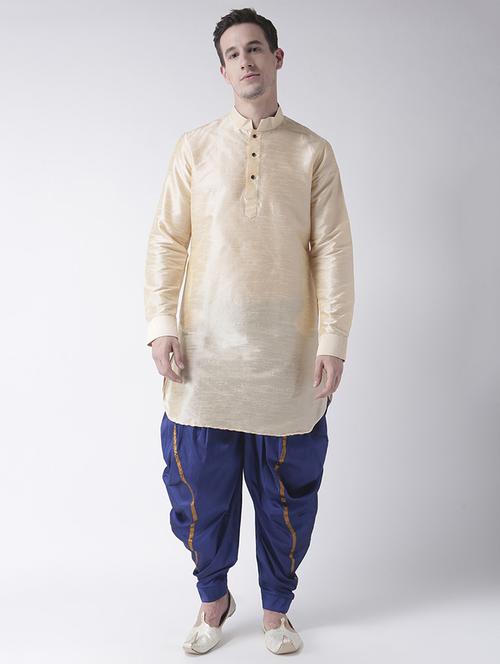 cream silk blend dhoti kurta set - 15453037 - Standard Image - 0