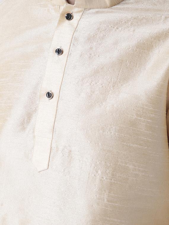 cream silk blend dhoti kurta set - 15453037 - Standard Image - 3