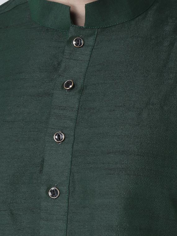 green silk blend dhoti kurta set - 15453058 - Standard Image - 3