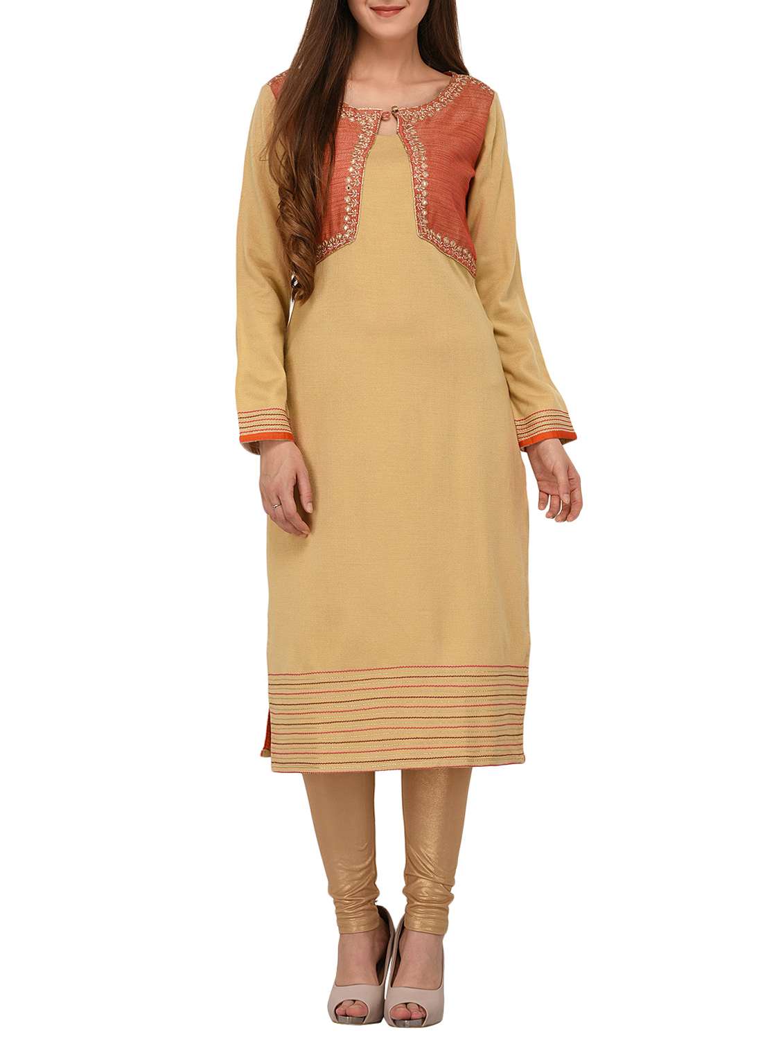 gold wool woolen kurta