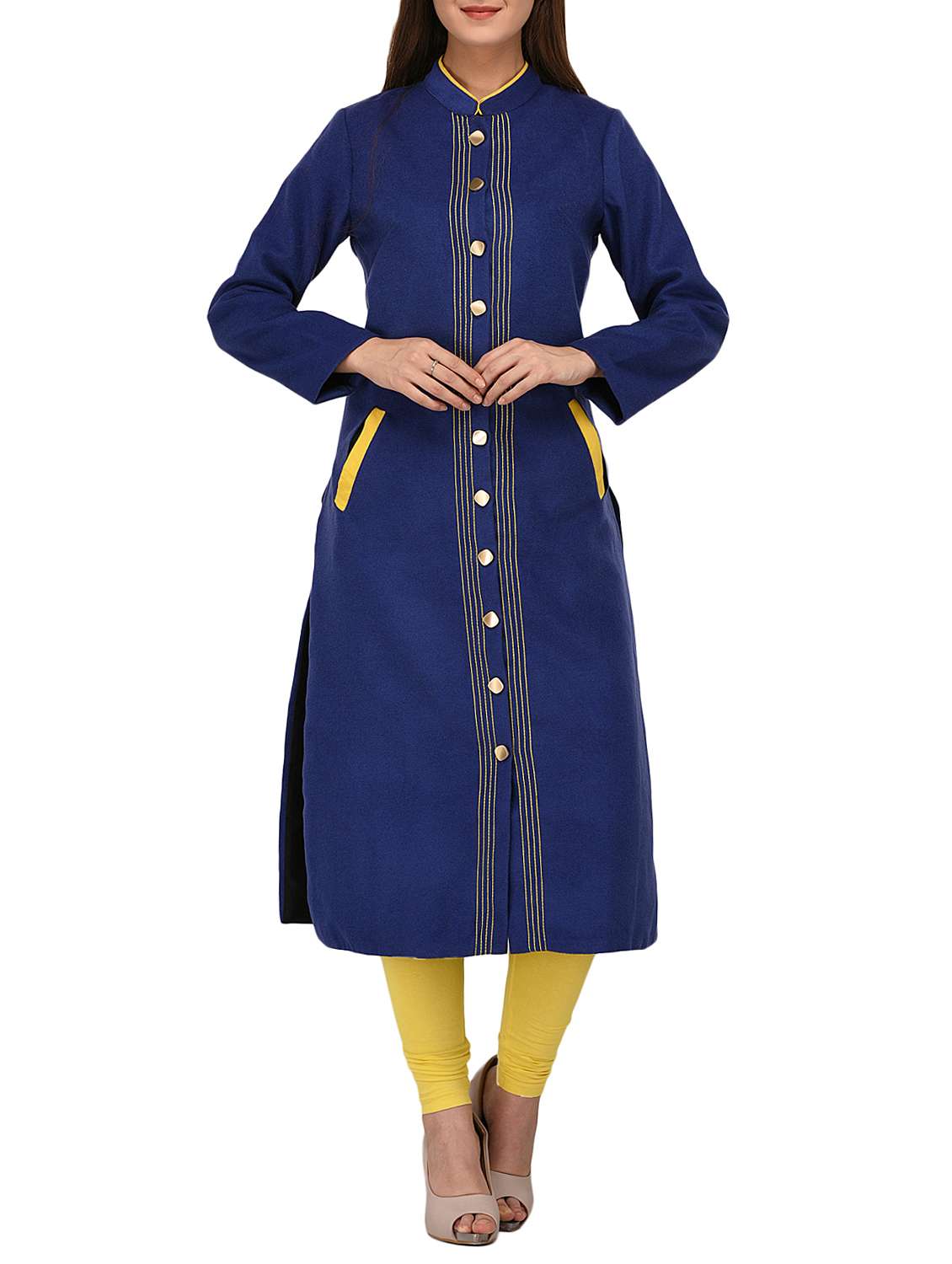blue wool woolen kurta