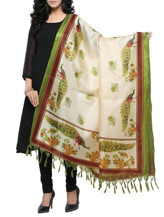 green khadi dupatta - 15454556 - Zoom Image - 0