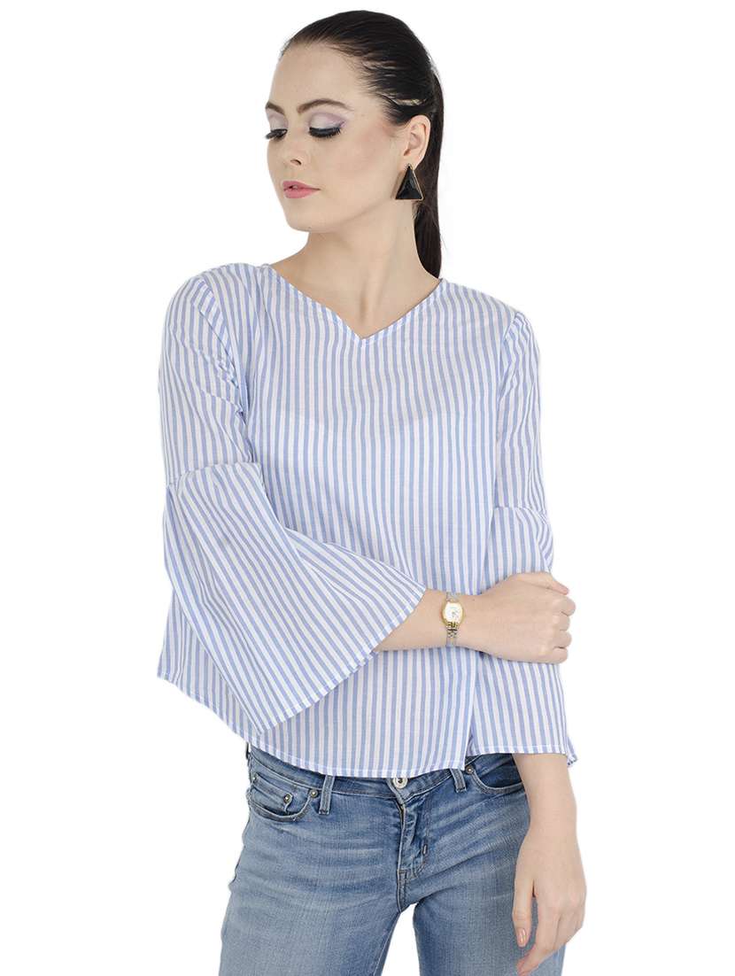 bell sleeved striped top