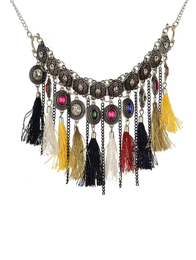 multi colored metal choker necklace