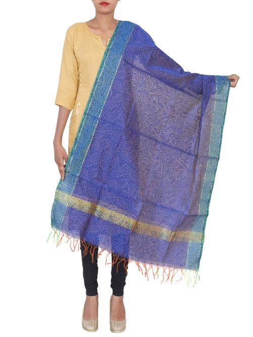 blue chanderi dupatta - 15456940 -  Standard Image - 0