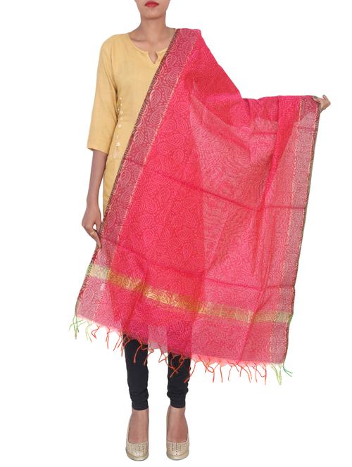 pink chanderi dupatta - 15456941 -  Standard Image - 0