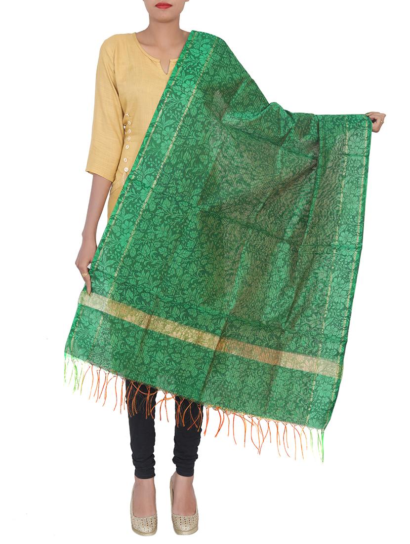 green chanderi dupatta - 15456944 - Zoom Image - 0