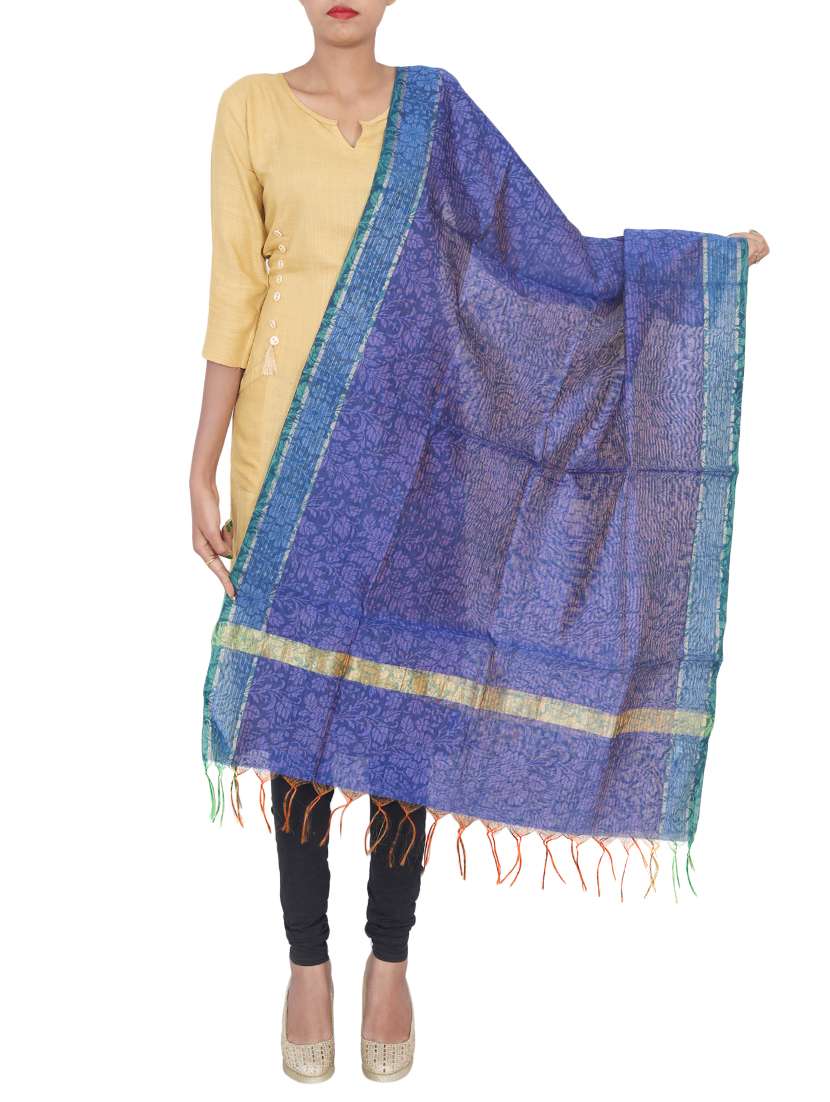blue chanderi dupatta - 15456945 - Zoom Image - 0