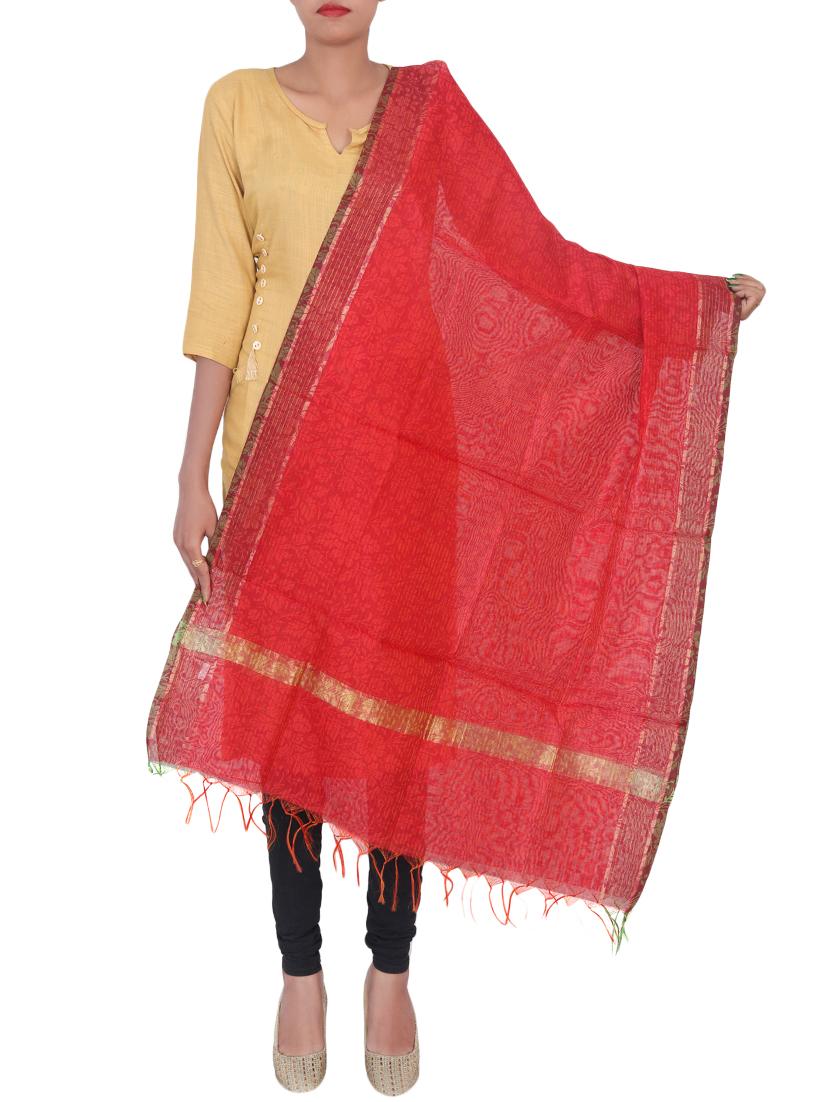 orange chanderi dupatta - 15456947 - Zoom Image - 0