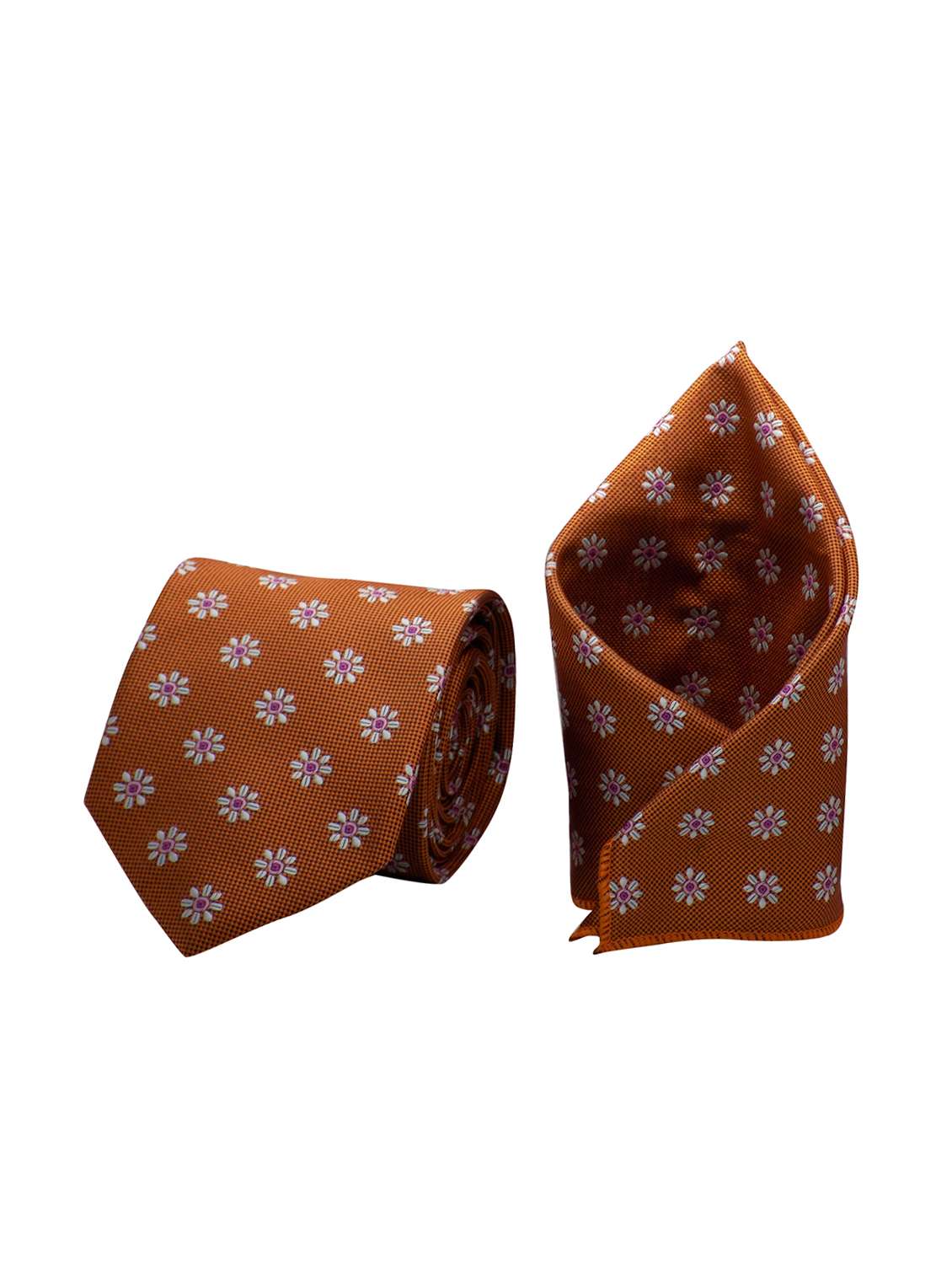 brown micro fiber tie with pocket square