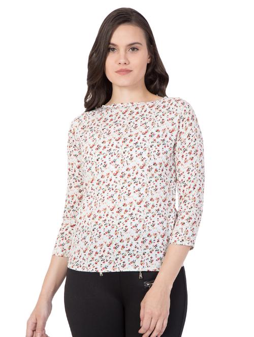 floral boat neck top - 15458184 - Standard Image - 0
