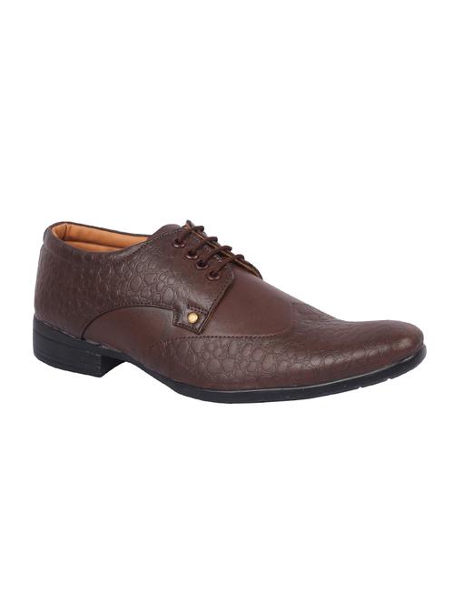 brown leatherette lace-up derbys - 15458205 -  Standard Image - 0