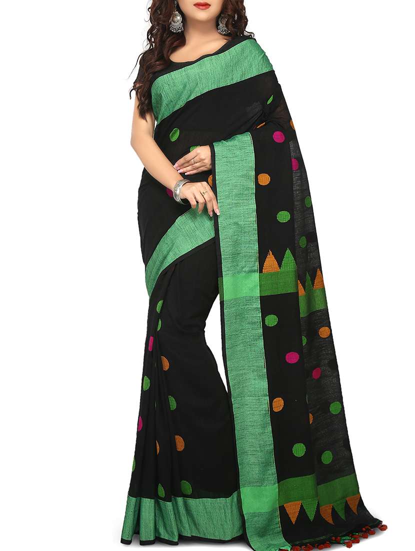 polka dots printed saree