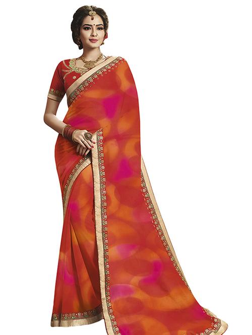 contrast border embroidered saree with blouse - 15465692 -  Standard Image - 0