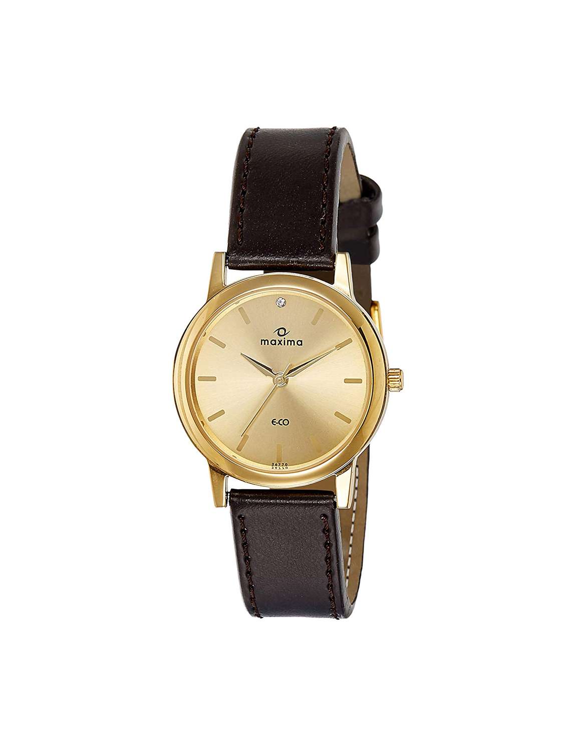 maxima leather strap analog watch 26770lmgy