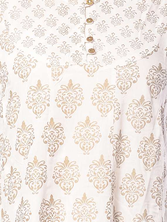flared block print kurta - 15466310 -  Standard Image - 3