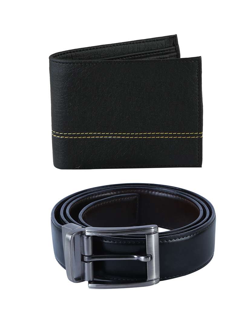 black leather belt with wallet