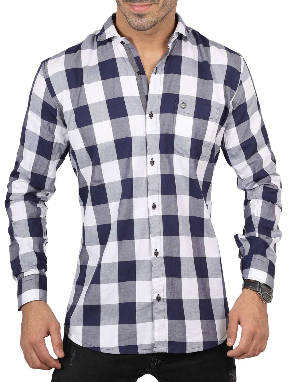 blue cotton casual shirt