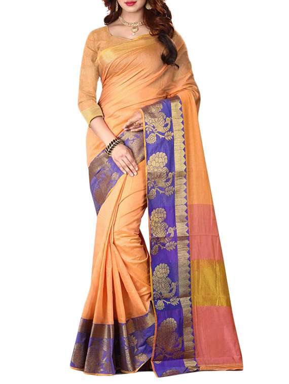 contrast conversational border woven saree with blouse