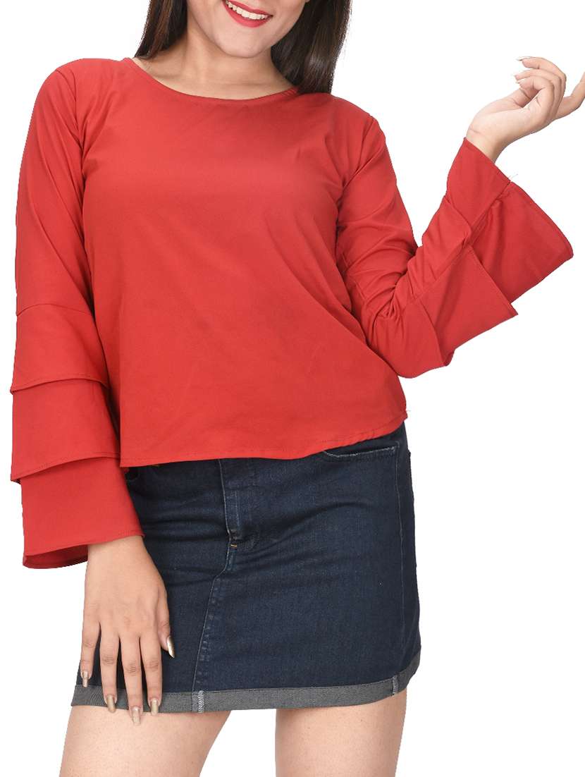 layered bell sleeved plus top