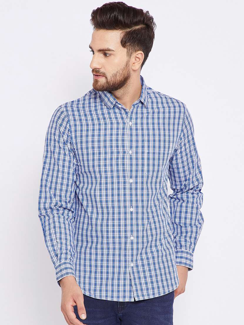 blue cotton casual shirt - 15473193 - Zoom Image - 0