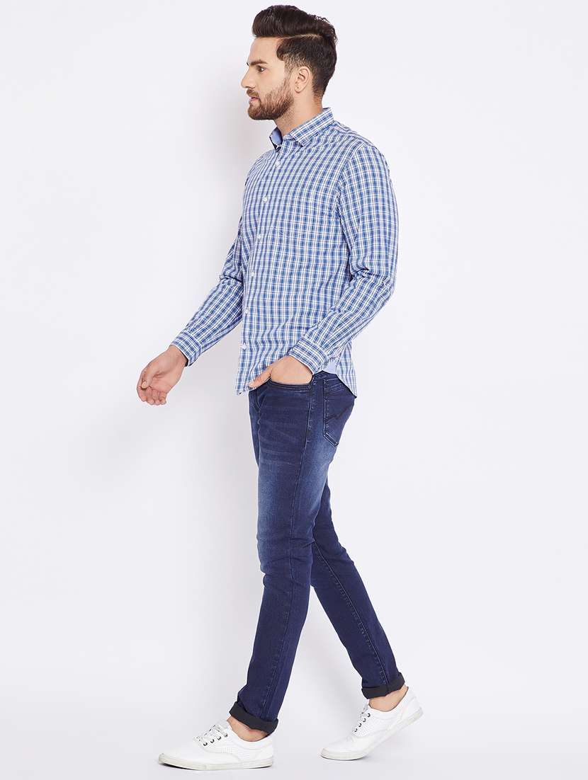 blue cotton casual shirt - 15473193 - Standard Image - 3